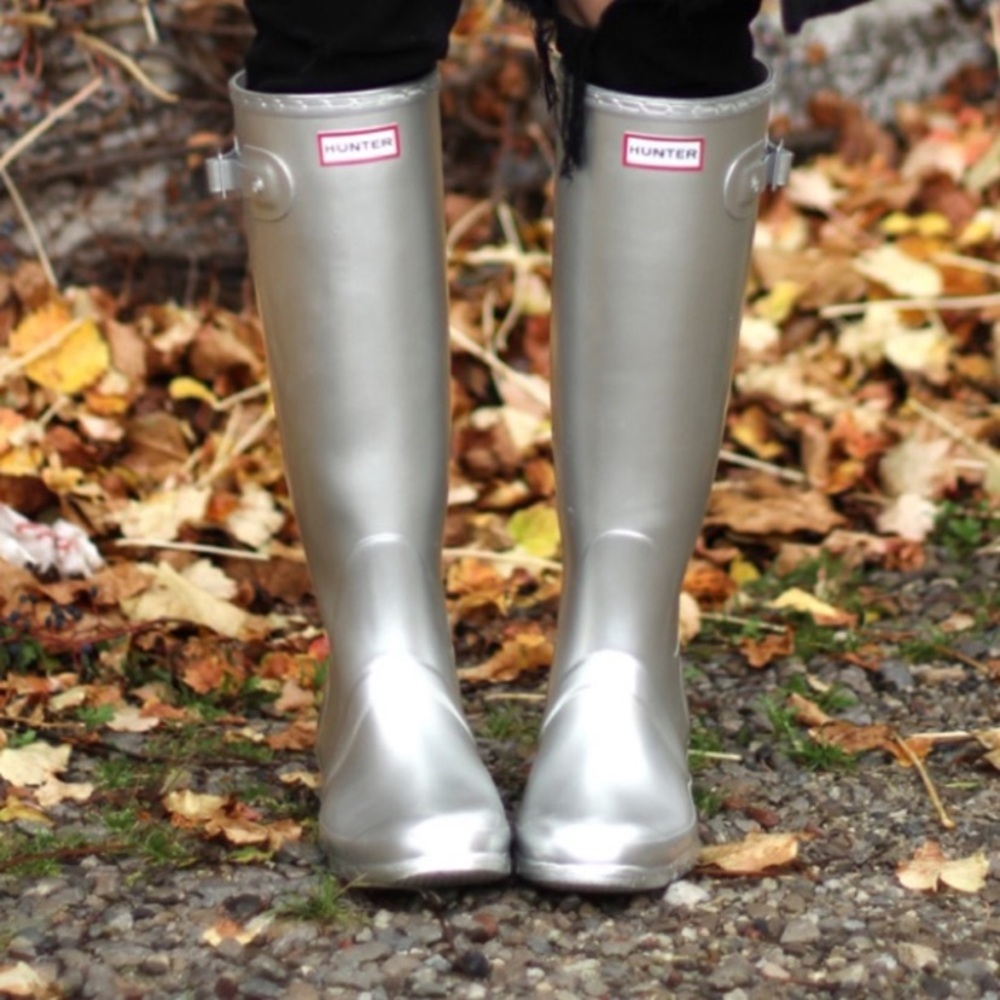 Hunter Silver Tall Rain Boots